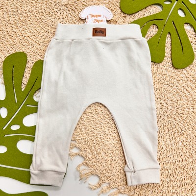 Conj. Body Manga Longa e Calça Ursinho - Cor Gelo e Cappuccino 